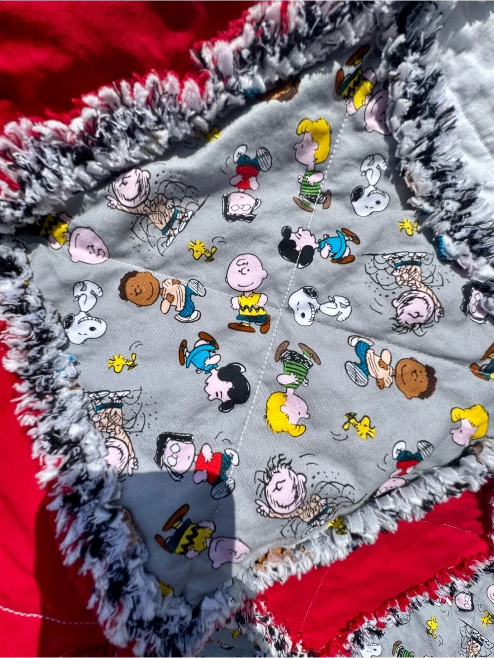 Peanuts Snoopy Charlie Brown Handcrafted  Rag Quilt -Baby/Toddler